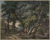 X 043
<br/>
Boslandschap met huis
<br/>
<em>Barbiers, Pieter (II) (1749-1842)</em>